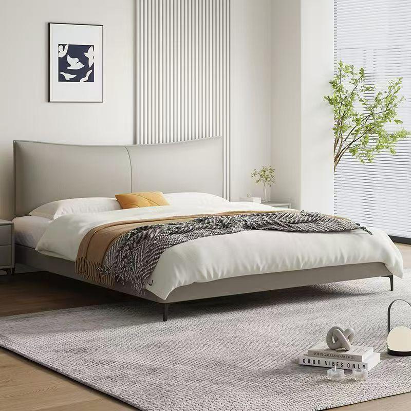 Ultra-thin bedside adjustable 1.5 m small apartment Italian double 1.8x 2 m leather bed light luxury simple wedding bed