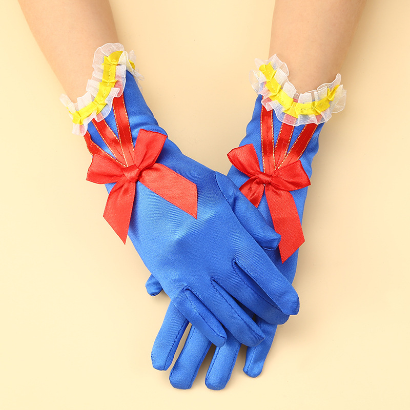 Guantes azules del arco de los niños calientes fronterizos de la venta Blancanieves accesorios de la ropa de cosplay guantes