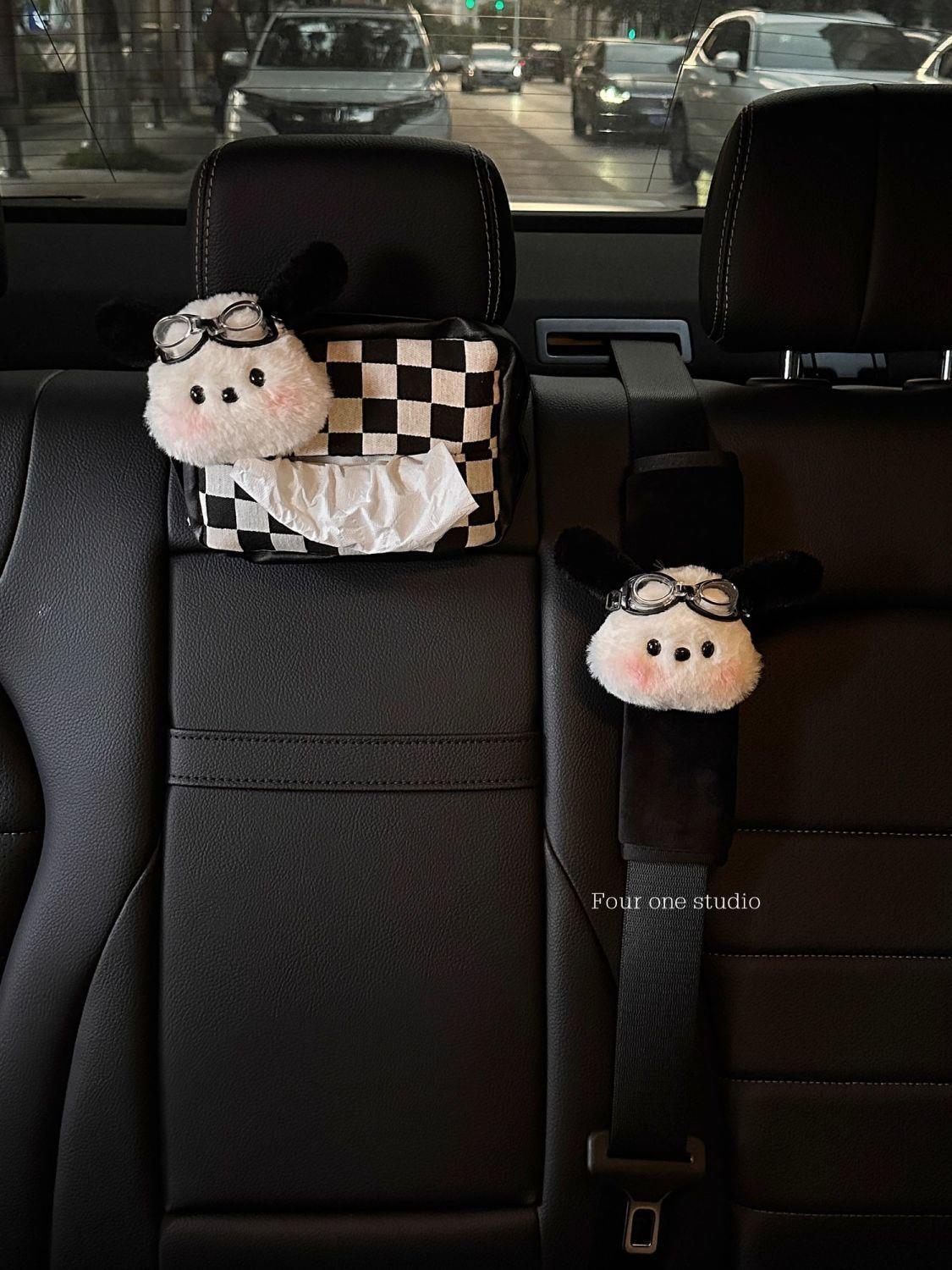 Cute car tissue box, tissue holder, little dog car hanging tissue bag, car decoration, dashboard ornament