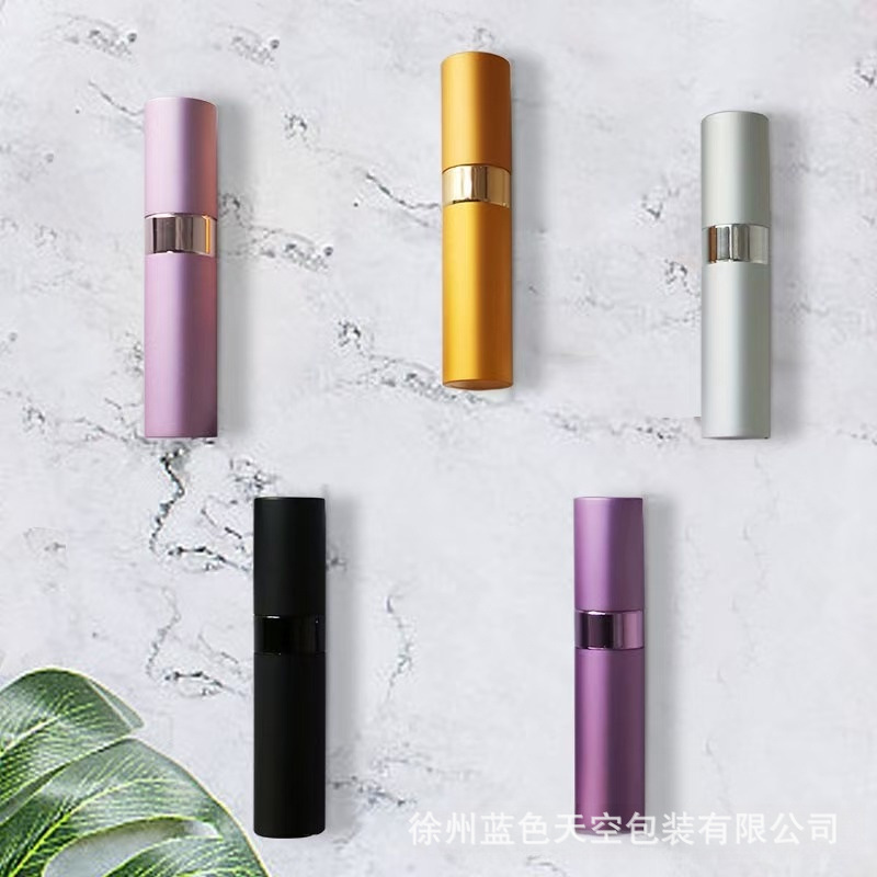 Inventario de 10ml tres secciones de fragancia rotativa botella de vidrio de aluminio botella interna botella de pulverización de boquilla de presión