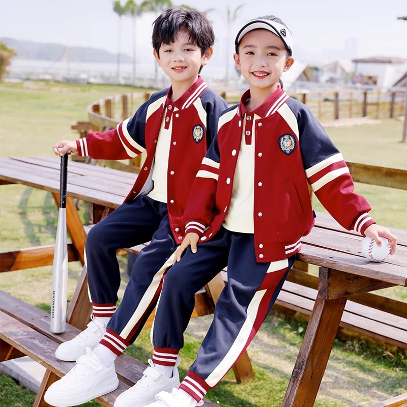 New Autumn Sports Uniform Set for First Grade Children, Spring and Autumn School Uniform for Kindergarten, 4-Piece Set