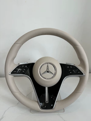 Suitable for Mercedes E-Class S-Class S400 S450 original factory walnut wood Mercedes steering wheel, modified to the new Maybach steering wheel (Steering wheel) - off-white-nappa-leather-electroplated-paint