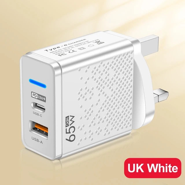 USB + PD cargador de doble puerto con lámpara LED, cabeza de carga rápida, carga de viaje, cabeza de carga de viaje, estándar de EE.UU., estándar de Europa, estándar de Reino Unido