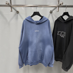 23SS B家高品質前後刺繍ロゴグラデーション毛輪フードosゆるい版カジュアルフード