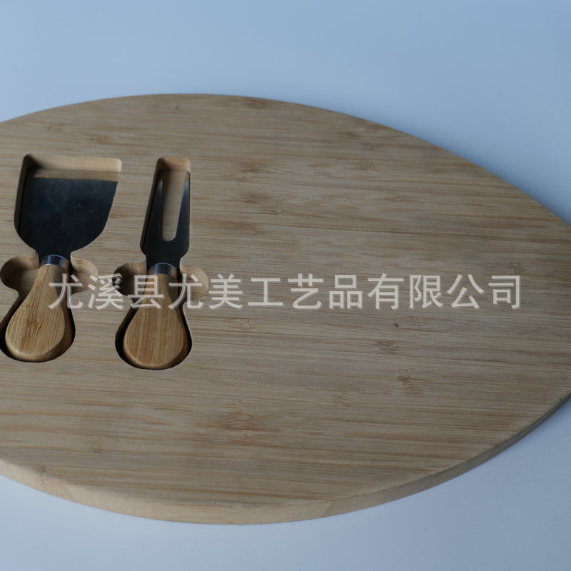 Juego de tabla de quesos de bambú ovalado Juego de tabla de queso de queso portátil Filete Bandeja de pizza Hornear pastel