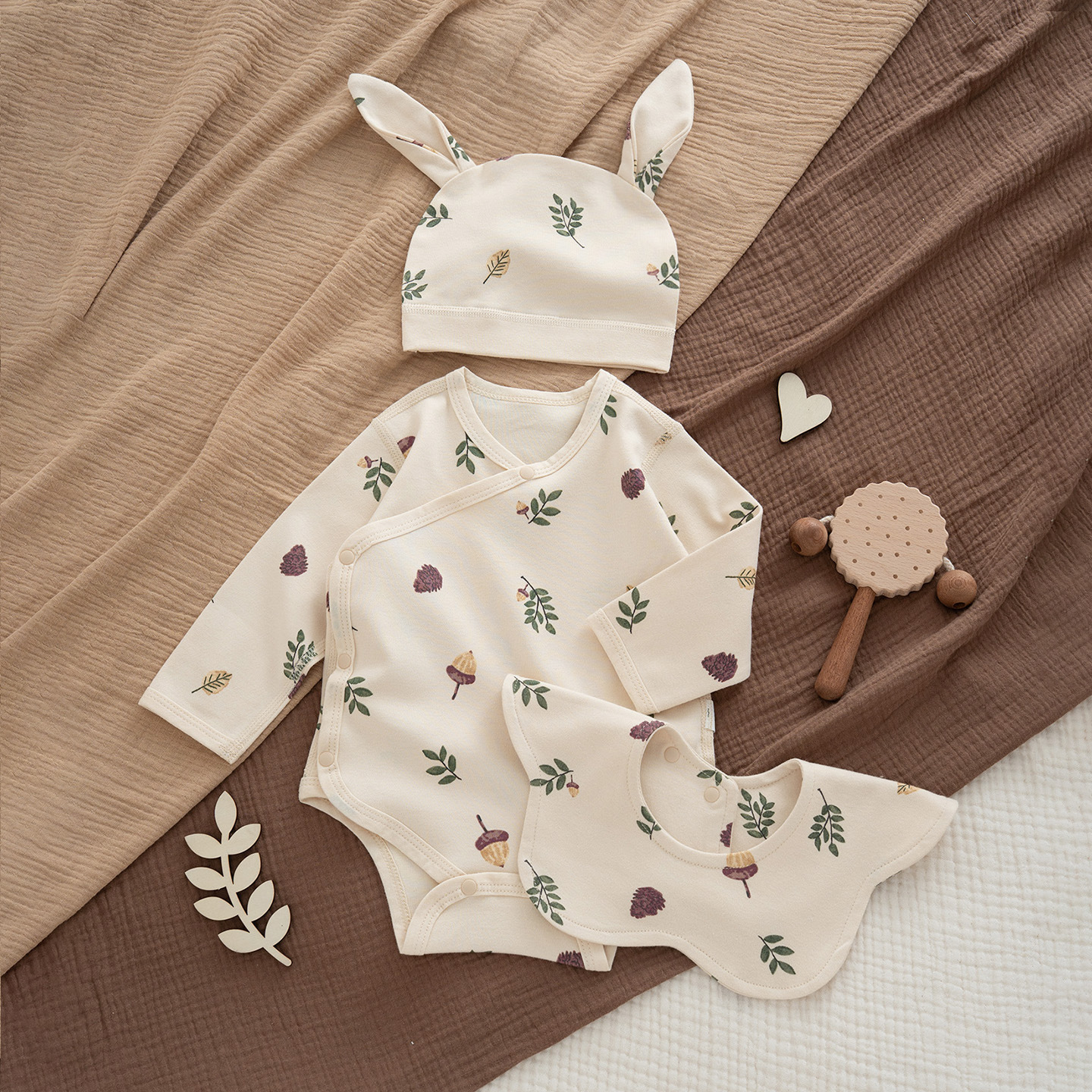 전체 인쇄 도토리 가방 방귀 세트 3 피스 세트