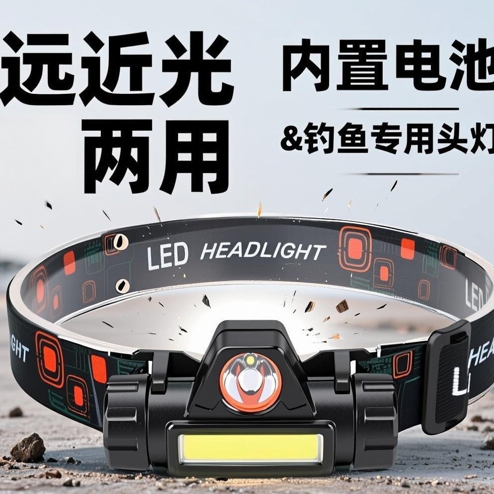 Popular Multifunctional Dual Light Source Magnetic Led Mini Headlamp Rechargeable Strong Light Head-Mounted Outdoor Fishing Lamp Mine