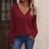 Spring New Solid Color V-Neck Loose Long-Sleeve Knit Top Button Women's Bestselling Button