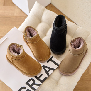 Non-Slip Korean Style Children's Snow Boots 2025 Autumn and Winter Boys' Soft-Soled Shoes Girls' Fleece-Lined Thickened Warm Cotton Boots