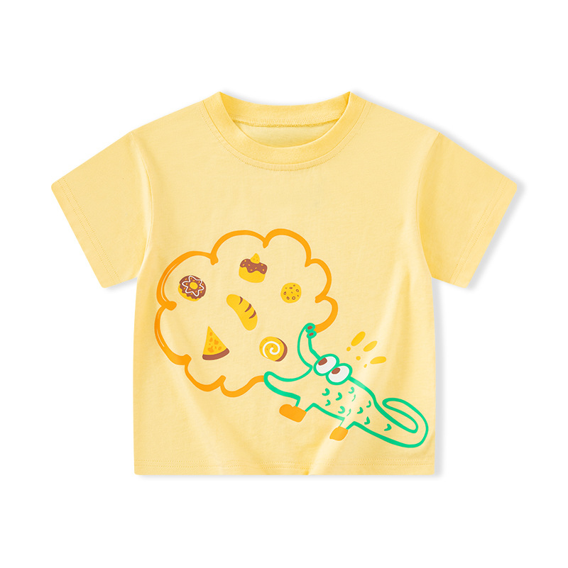Sea top, fuente de ropa para niños, camiseta de manga corta para niños, verano nuevo estilo, ropa de bebé de cocodrilo para niños pequeños y medianos
