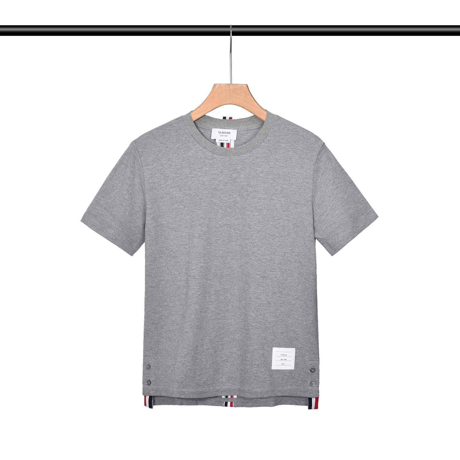 Browin tbのリボンは赤と白と青のストライプの半袖の男女の同じタイプのtシャツのカップルの金を代行します。