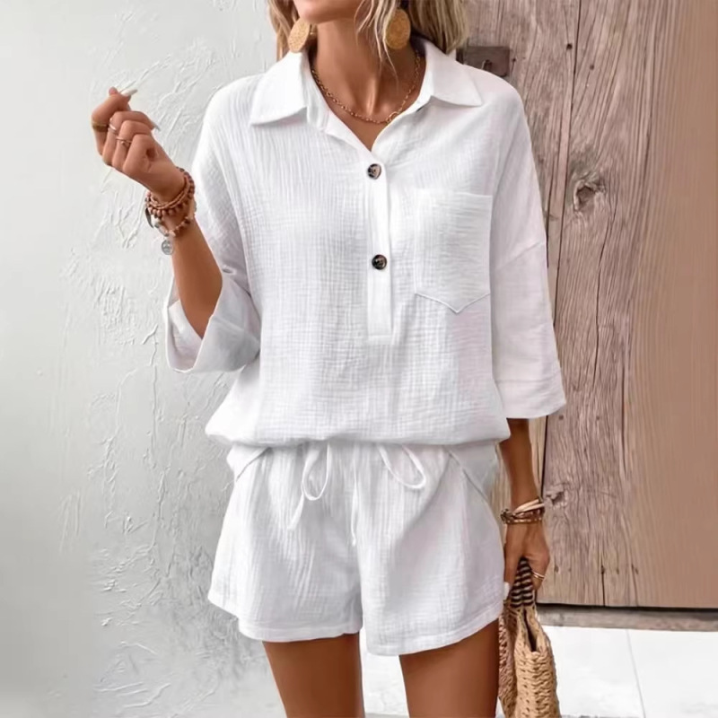 New Shein Independent Site Wish Amazon Ebay Casual Double-Breasted Shirt with Lapel Casual Two-Piece Set New Shein Independent Site Wish Amazon Ebay Casual Double-Breasted Shirt with Lapel Casual Two-Piece Set