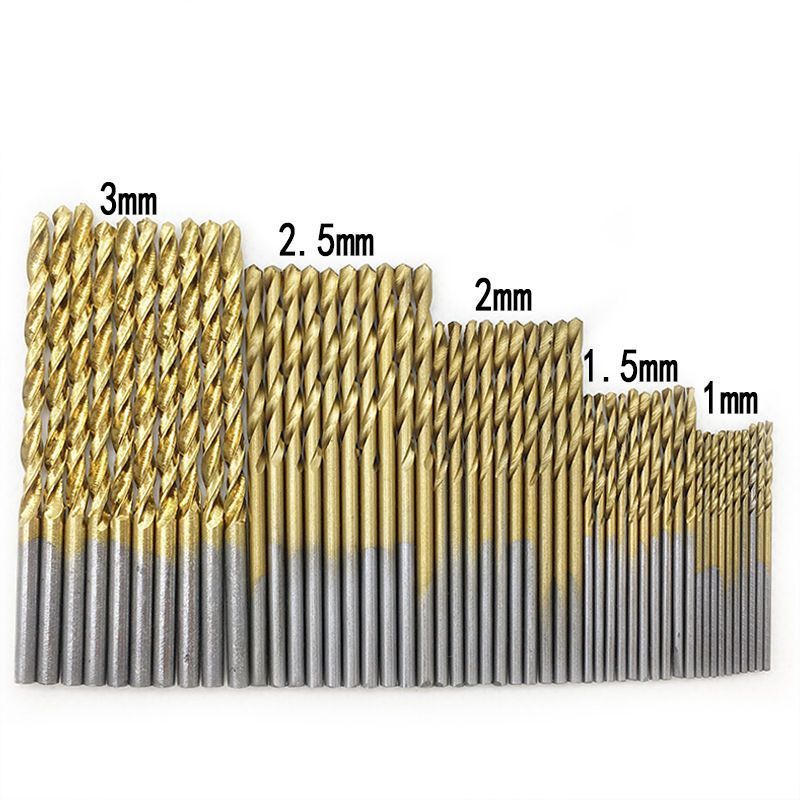 50pc チタンメッキツイストドリルビットセット 1-3 ミリメートル小型ドリルビット電気ドリル掘削セット DIY 木工アイドリルビット|undefined