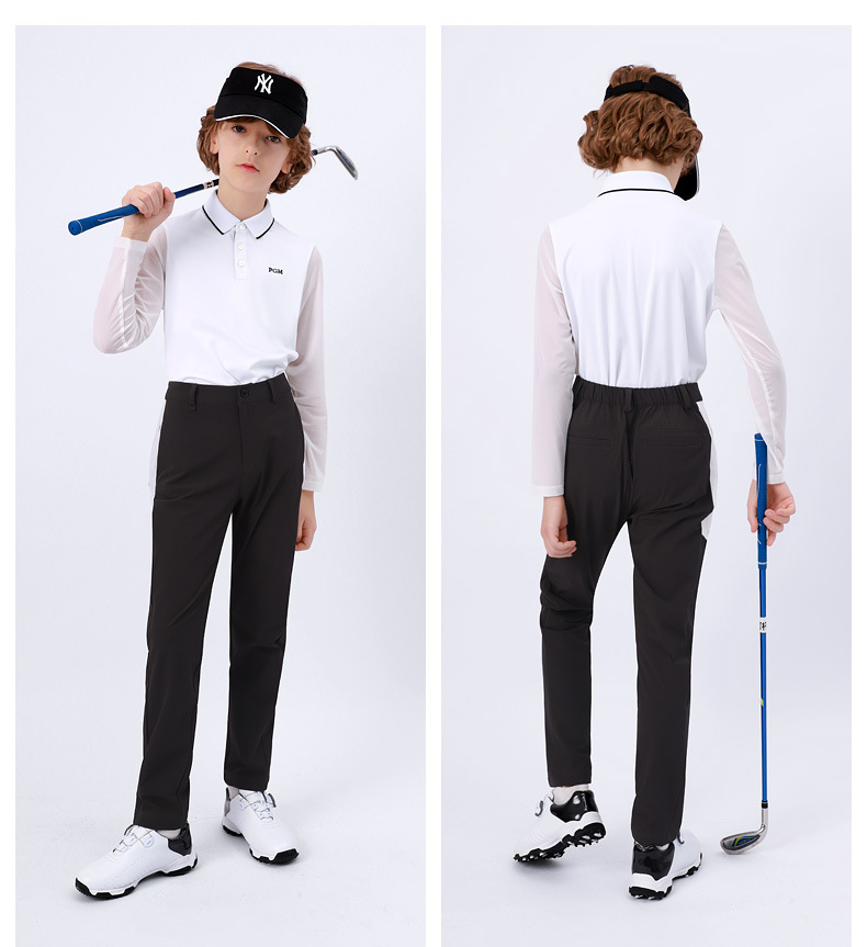 Áo thun golf trẻ em PGM tay dài mùa xuân hè — YF407 màu trắng, YF407 màu xanh nhạt, YF407 màu xanh hải quân chi tiết 6