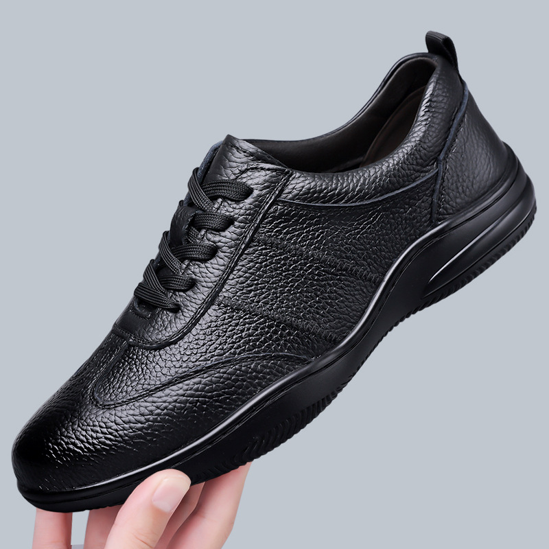 Nouvelles chaussures décontractées en cuir pour hommes, style coréen, perforées, ajourées, tendance et respirantes, idéales pour le travail et les déplacements domicile-travail._voghion.com