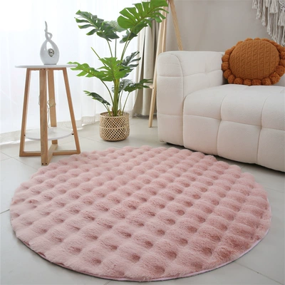 Car Carpet Carpet Master Bedroom Bedside Blanket - pink-bubble-velvet-has-a-lint-free-rate-of-999-diameter-60cm