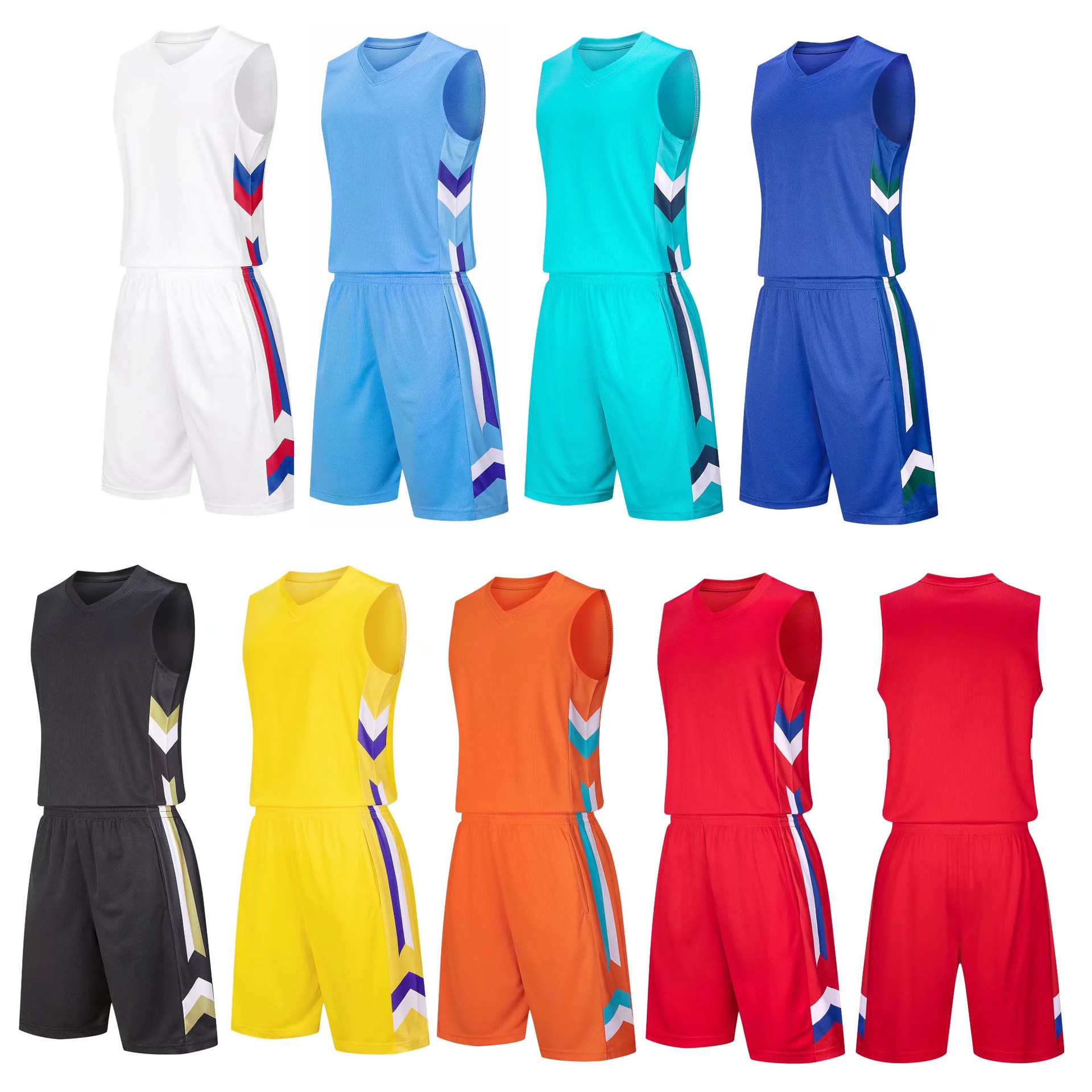 Wholesale Basketball Clothes Children's Bilateral Pocket Basketball Clothes suit Men's Training Clothes Group Buying Adult Custom Blue Jersey