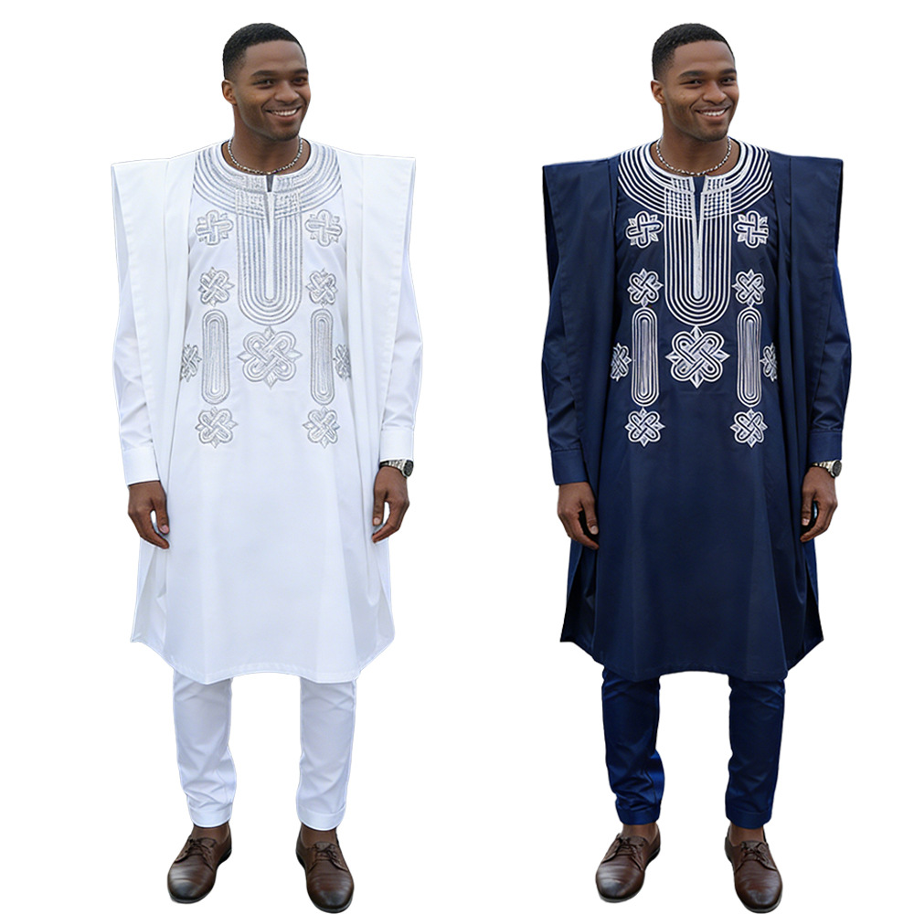 Cross-Border Foreign Trade European and American Amazon Couple's Clothing, Plus-Size Men's Clothing, New Jacquard Fabric, Fully Crafted, Scented Three-Piece Set