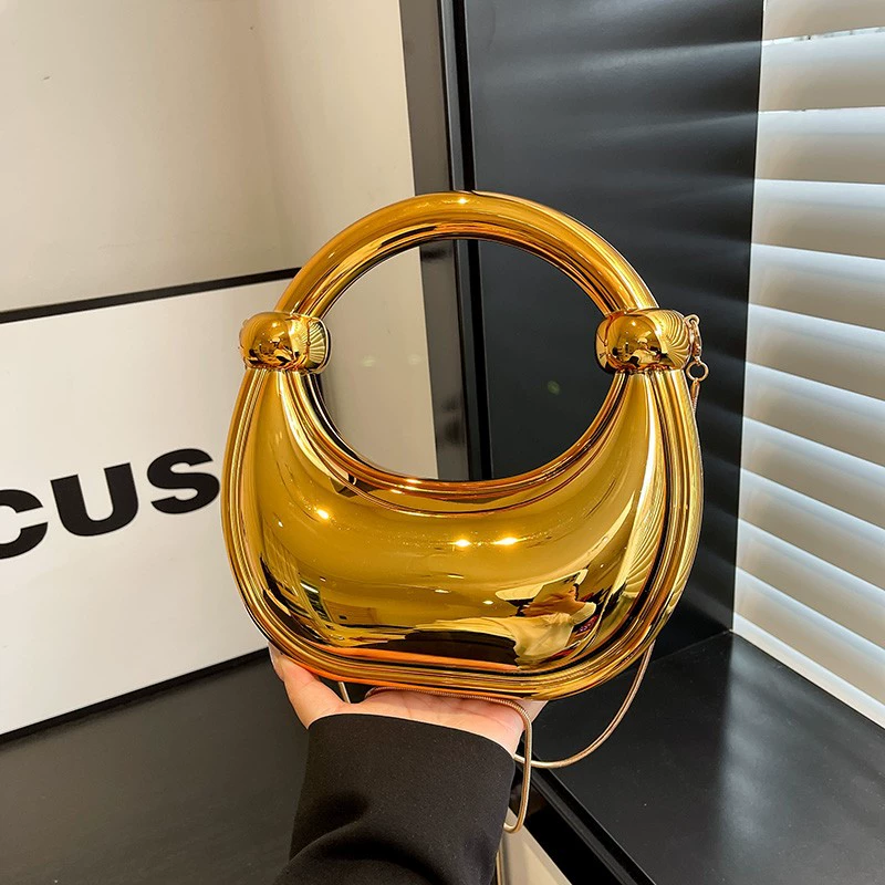 Европейский и американский трансграничный 2024 весна и лето элитная лунная сумка золото и серебро украшения домашний декор клатч макияж акриловая сумка