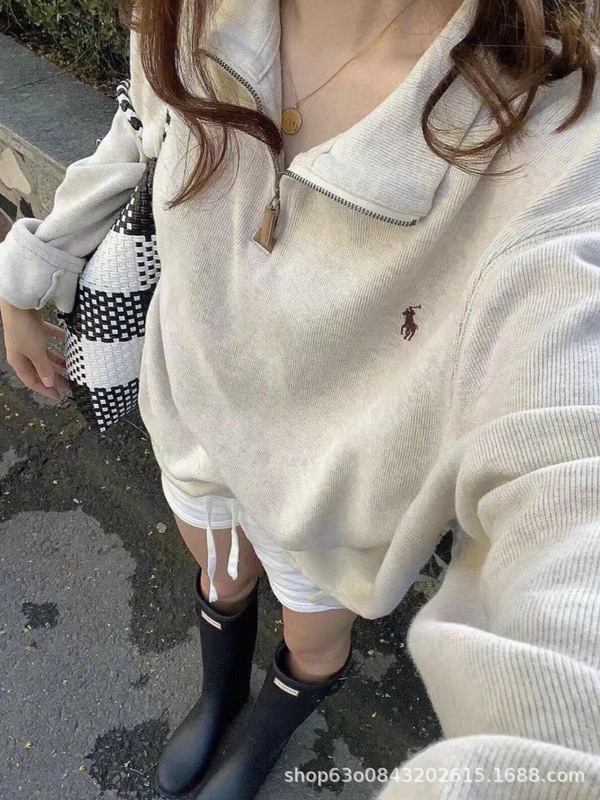 原厂高品质Ralph@拉夫刺绣小马标半拉链立领卫衣男女款纯棉上衣|undefined