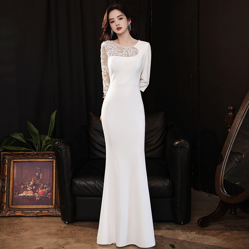 chinese dress ladies XUIBOL Luxury Evening Celebrity Dress Ruched Side Slit Straps Ribbons main image 0