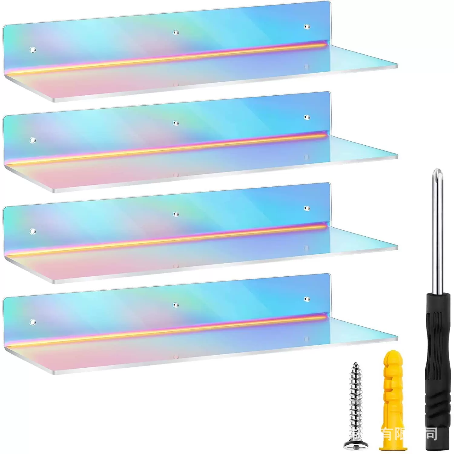 亚克力炫彩L型彩虹置物架壁挂式书架卫生间卧室客厅陈列架