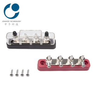 Car Rv Yacht 4-Way Busbar Cable Drain Row Terminal Drainage Row 100A with Dust Cover Terminal Block