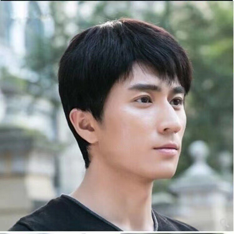 Internet Celebrity Wigs for Middle-Aged and Elderly Men, Stylish and Natural-Looking, Breathable Short Hair, Realistic Human Hair-Like Flat-Top Men's Wigs