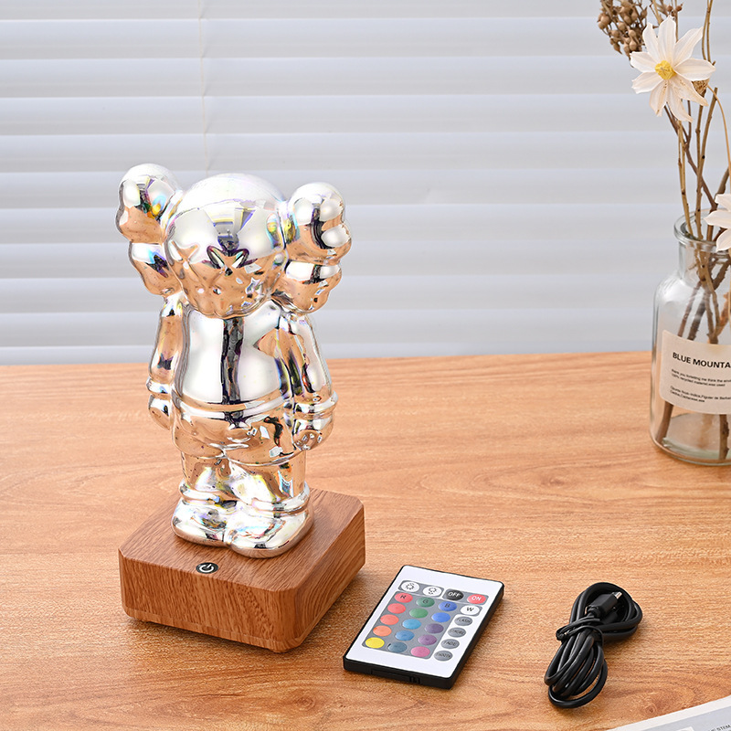 Creativo 3D fuegos artificiales oso colorido luz cambiante hogar Internet celebridad noche luz vidrio efecto tridimensional escritorio decoración adornos