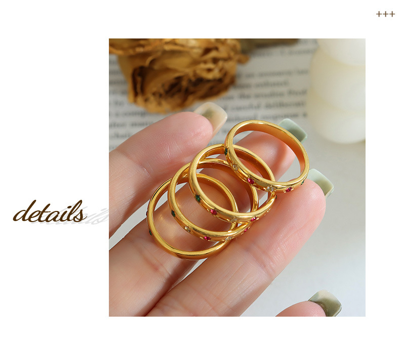 Fashion Circle Titanium Steel Rings Plating Zircon Stainless Steel Rings