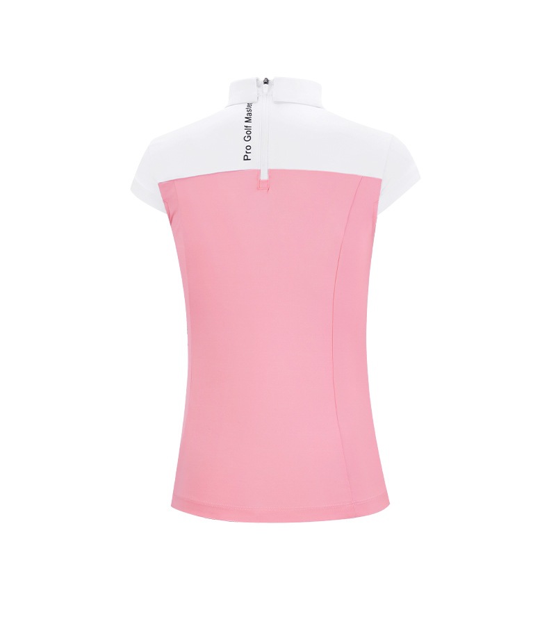 Áo thun golf nữ tay ngắn PGM cổ bẻ khóa kéo, phối màu cổ — YF484-màu trắng xanh navy, YF484-màu trắng hồng chi tiết 12
