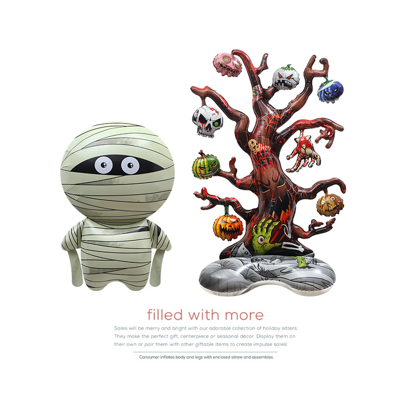 Halloween Party Dekoratioun Ballon 4D stehend dout Bam Form Cartoon Aluminiumfolie grousse Ballon Mumie léif_voghion.com