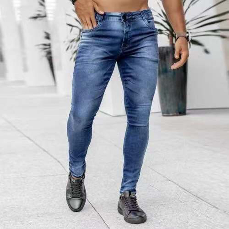 Men's Clothing new denim men's pants cross-border ins trend black slim fit high waist denim small leg pants men_voghion.com