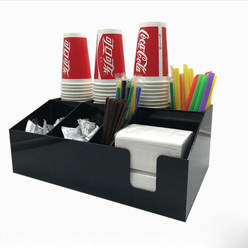 Custom acrylic black and white coffee paper cup storage storage box for McDonald's KFC milk tea shop