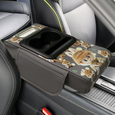 Car Armrest Box Heightening Pad Armrest box pad - gray-cartoon-yellow-rabbit