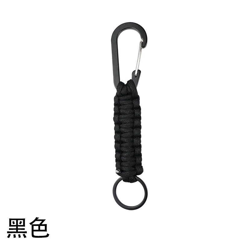 Llavero tejido mosquetón de aleación de aluminio tejido a mano Llavero mosquetón colgante rápido negro