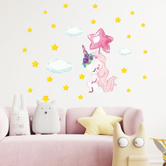 尚易SPZ-S0551星星獨角獸PVC牆貼可移除少女兒童房裝飾批發牆貼紙