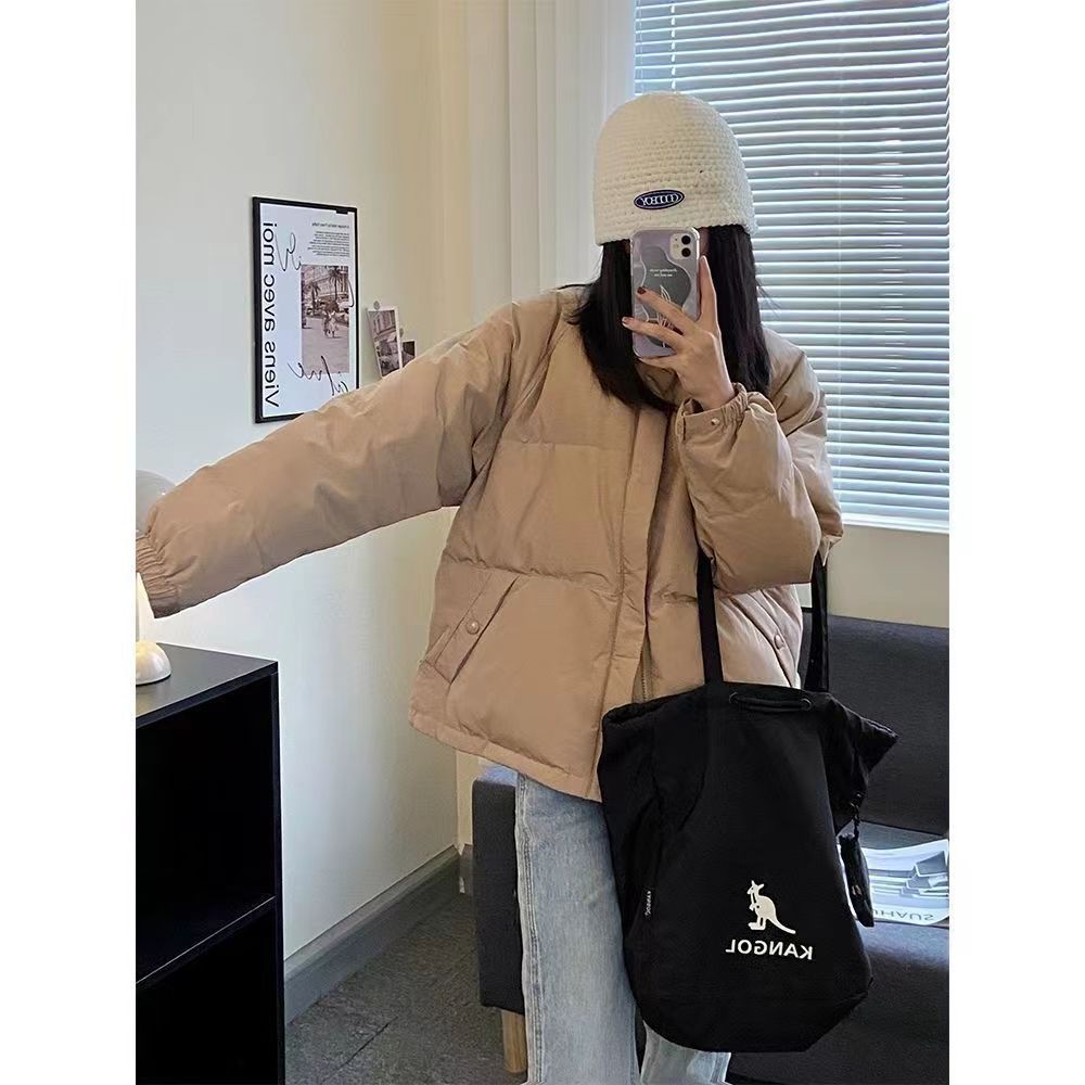 白鸭绒羽绒服女短款2025年新款韩版宽松小个子白鸭绒面包外套韩系