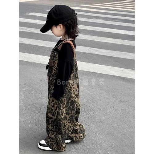 Children's Autumn Outfit 2025: Boys' High-End Stylish Belted Pants for Girls, Trendy Fashion Work Pants