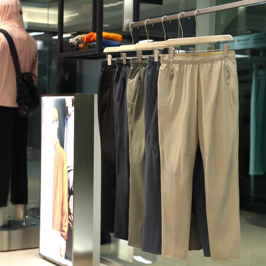 Summer Outdoor Series Men's Solid Color Simple Quick-Drying Sports Pants, Hiking Casual Pants, Fashionable