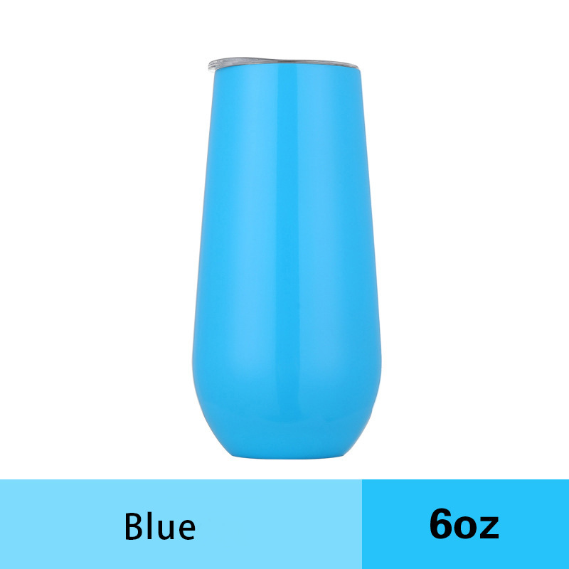 Taza de champagne de 6oz Amazon al por mayor taza de vino tinto taza de cáscara de huevo en forma de U taza de vacío de doble capa taza de coctel