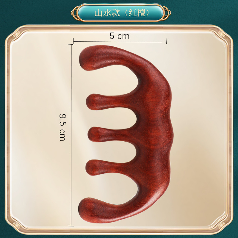 Fabricante peine de masaje peine de madera peine Meridian diente ancho sin dientes negro verde sándalo bola raspado cuero cabelludo masaje peine antiestático