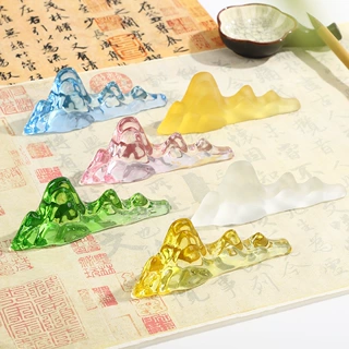 国风琉璃山峦镇纸笔山假山造型毛笔搁镇尺宣纸压纸镇纸文房摆件