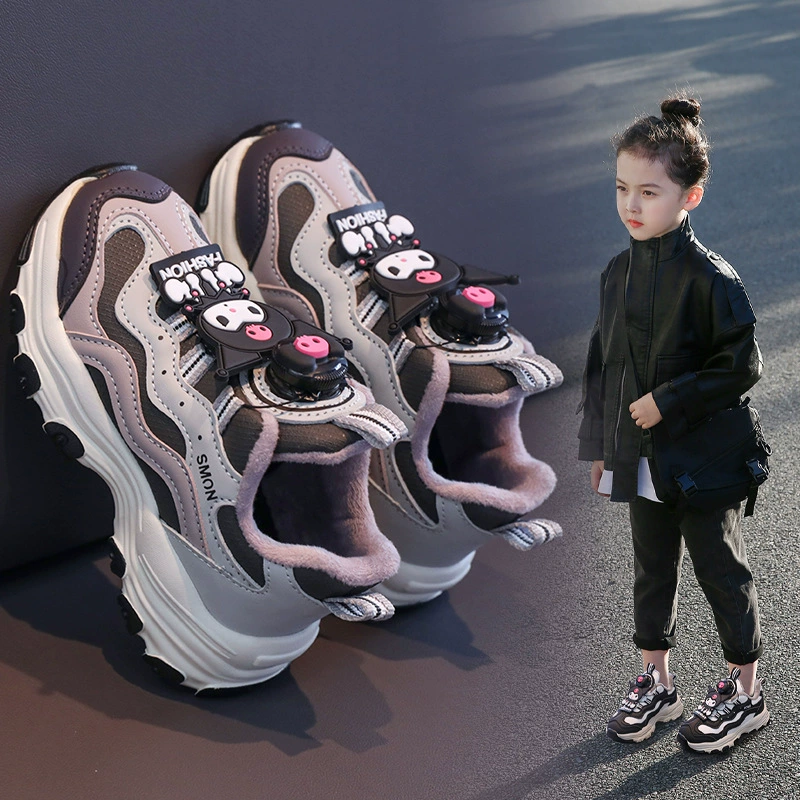 Детская хлопок Кроссовки Curomi Теплые 2024 Девочки на пуговицах обувь для мальчиков нескользящая мода