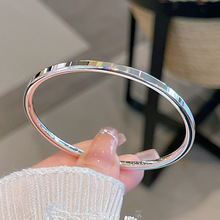 足银手镯9999纯银正品女高级感百搭 全光面闭口实心 简单款民族风
