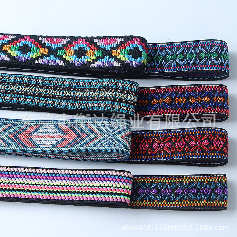 Bandas elásticas jacquard étnicas, reloj de mano jacquard bohemio, ancho de banda 1.5cm ~ 2.5cm, una gran cantidad de goma en stock
