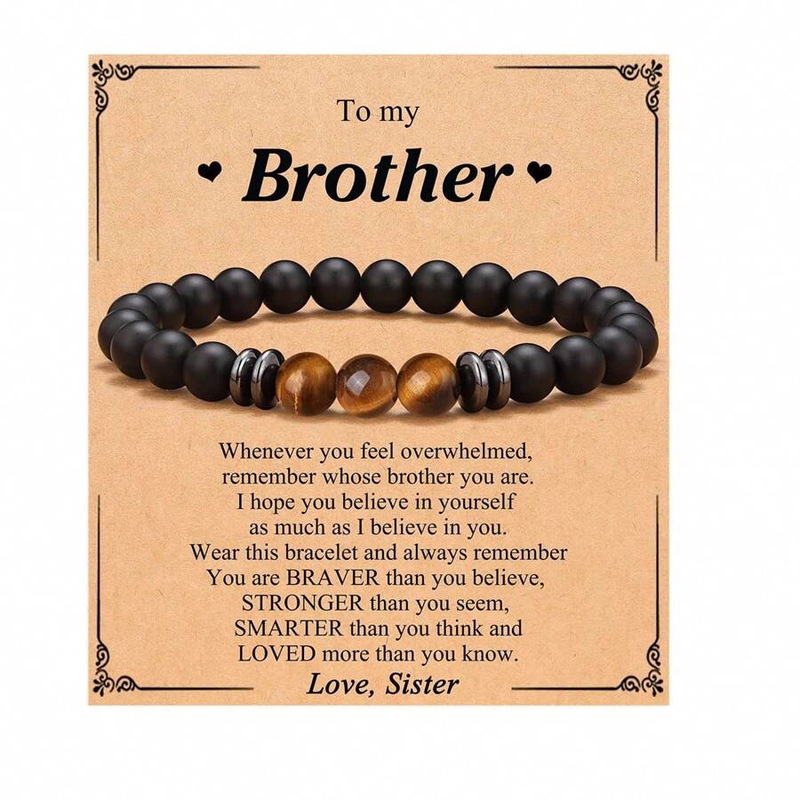 Cross-Border Amazon Natural Tiger Eye Stone Bracelet European and American Men's Birthday Gift Bracelet Obsidian Beaded Bracelet