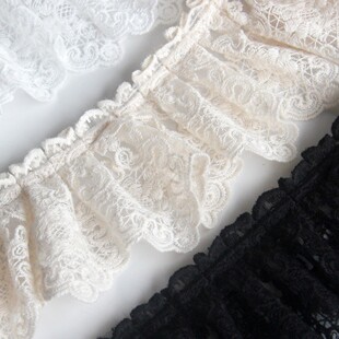European-style mesh embroidery lace ruffle large flower skirt decorative clothes DIY accessories 7.5cm wide