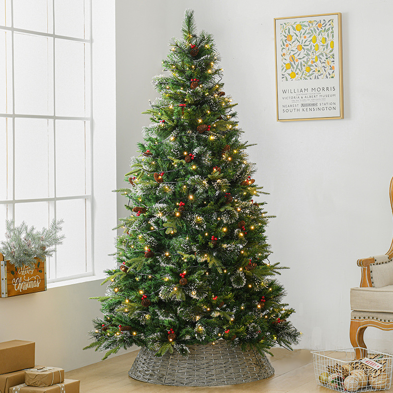 Suministros de decoración navideña Árbol de Navidad 2,1 m aguja de pino palo Fruta de pino blanco fruta roja Árbol de Navidad gran centro comercial Decoración
