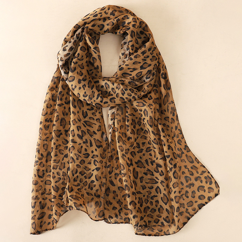 60g Weight Scarf Classification Daily Occasion Chiffon Material Color Block, Leopard, Notes Pattern All Seasons Season Women's Gender Elegant, Simple Style Style Women's Elegant Simple Style Color Block Leopard Notes Chiffon Scarf 30